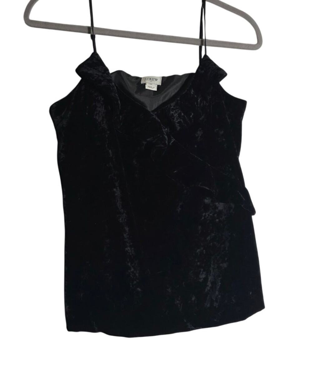 J.Crew Womens XS Black Velvet Sleeveless Tank Top Party Holiday Minimalist